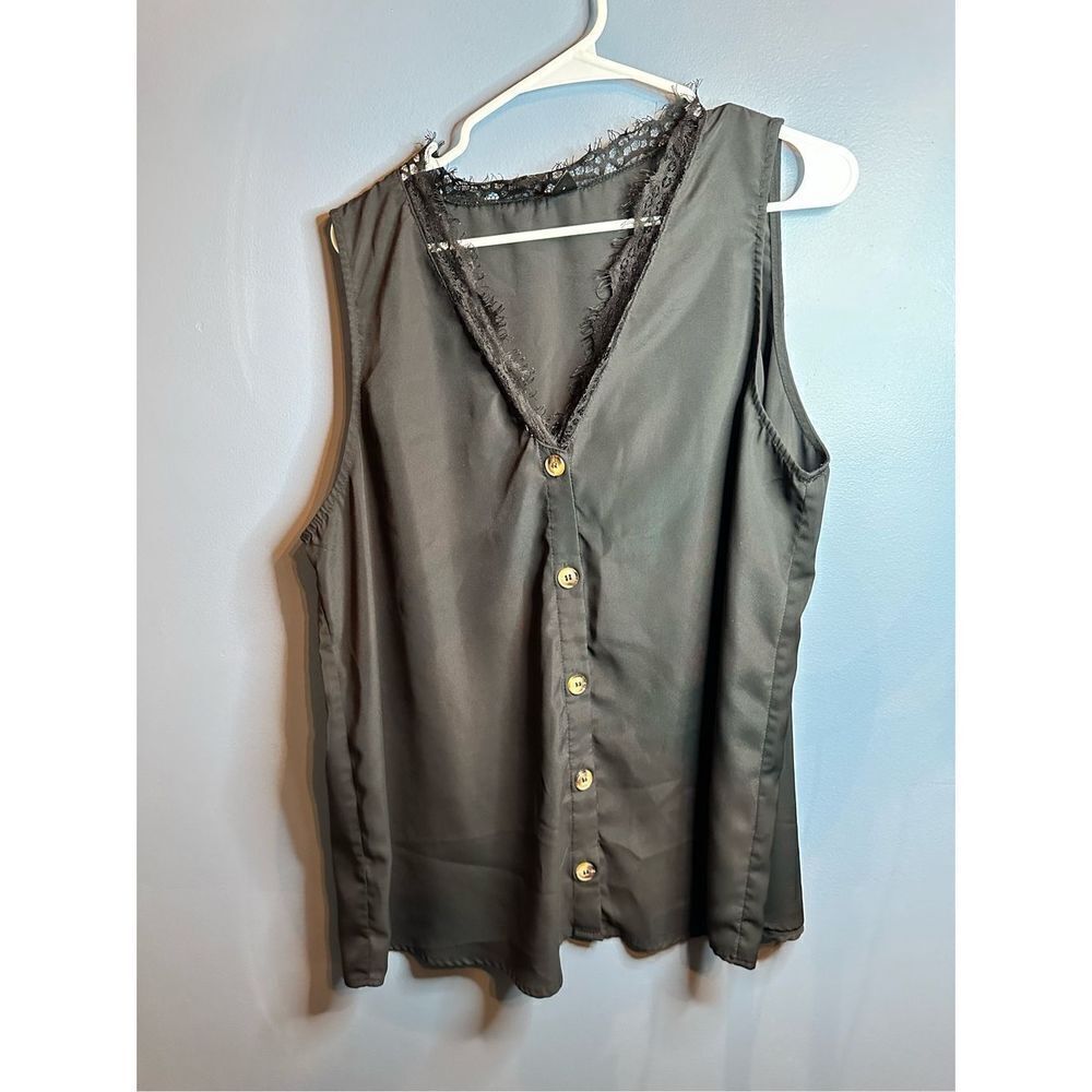 SHEIN Tank Too Button Front Black Size XXL